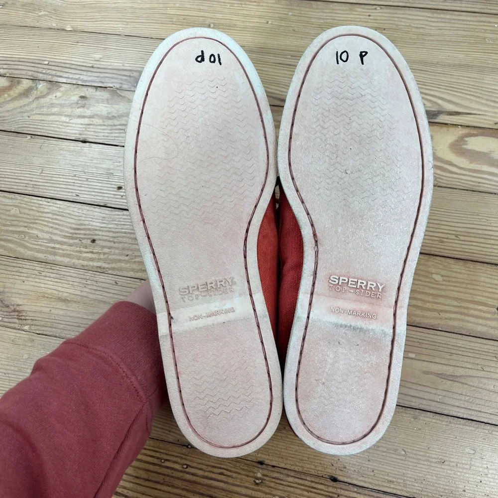 Sperry Top-Sider Men 9 Red Canvas Boat Shoes STS10595 Deck Loafers casual preppy